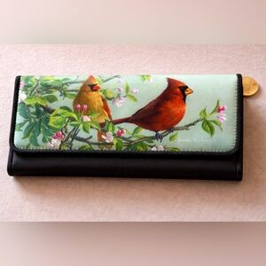 Galeria Bird Wallet Cardinal Floral Bifold Clutch Nature Art Cottagecore